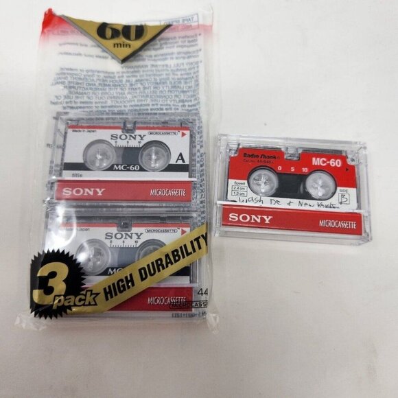 RadioShack Sony Microcassette 3 Pack MC-60 60 Minutes Cat No 44-640A - Picture 2 of 8